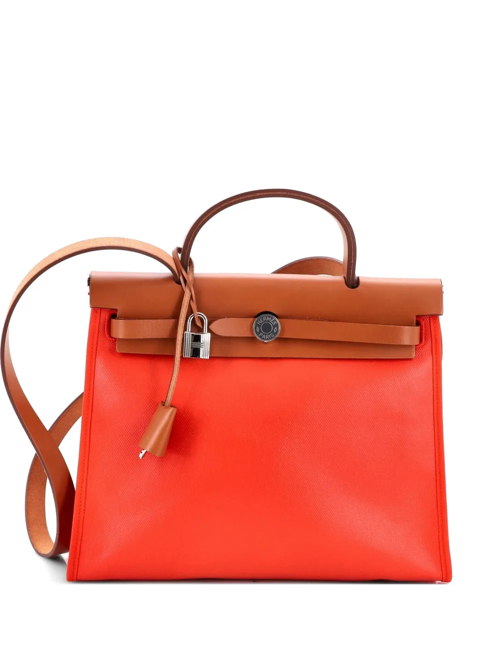 Hermès Pre-Owned Herbag Zip Berline Vache Canvas and Leather 31 shoulder bag - Rosso