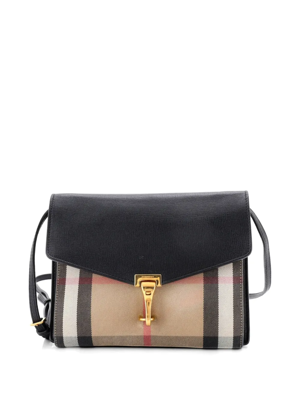 Burberry Pre-Owned Macken Leather and House Check Canvas Small crossbody bag - Nero
