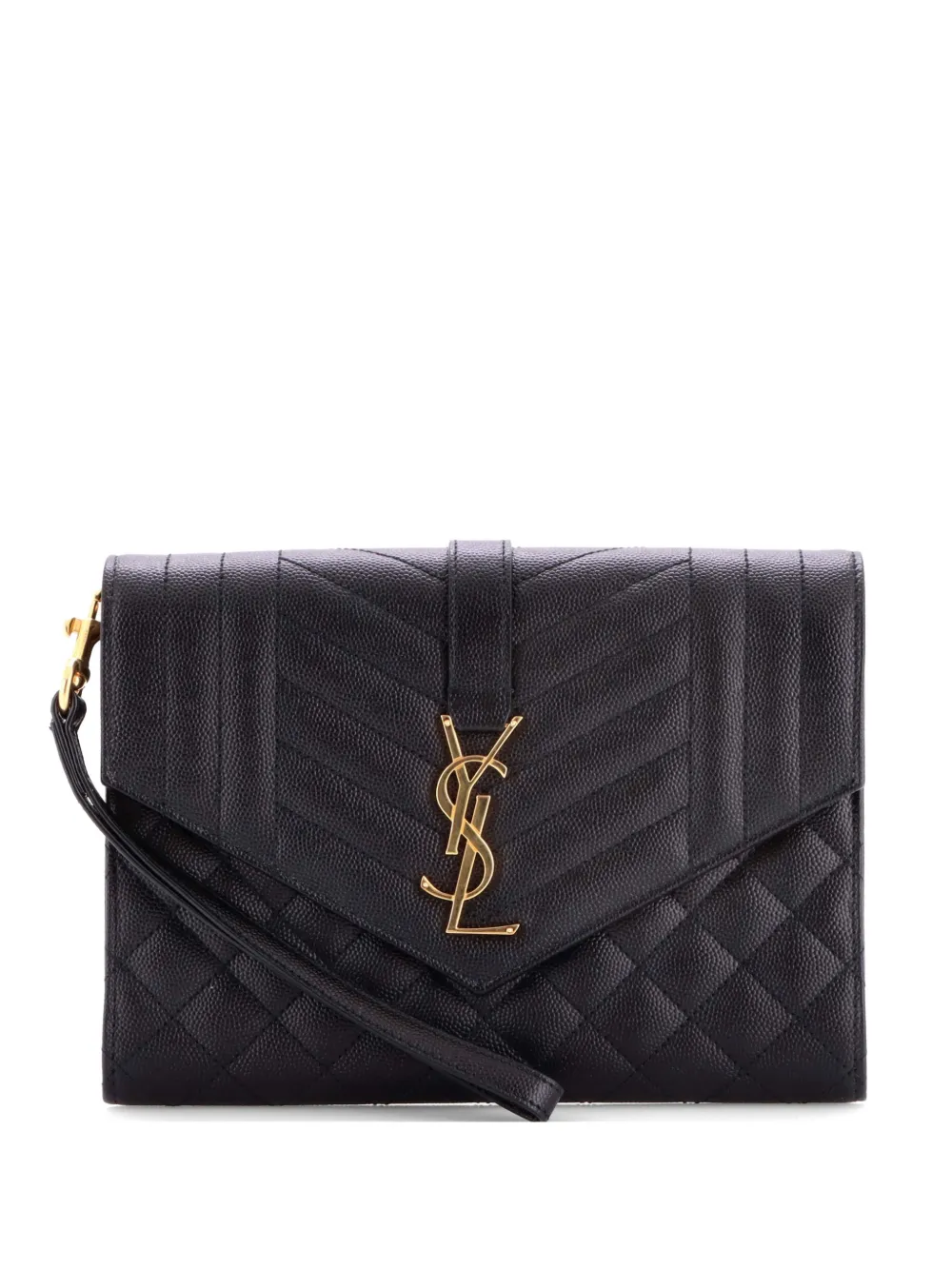 Saint Laurent Pre-Owned Classic Monogram Envelope Wristlet Mixed Matelasse Clutch - Schwarz
