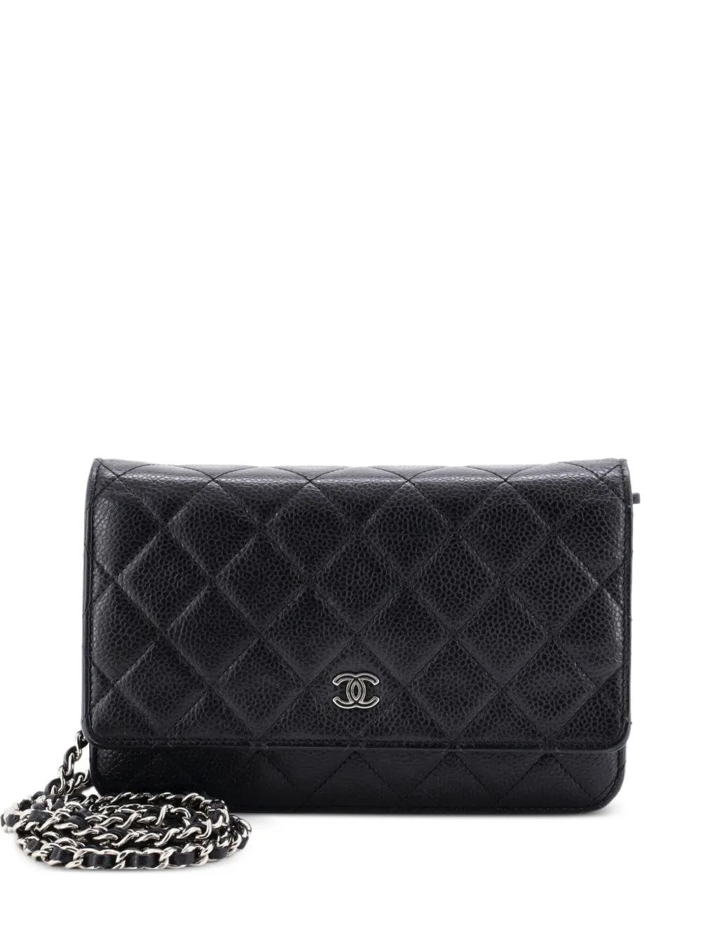 CHANEL Pre-Owned Wallet on Chain Quilted Caviar crossbody bag - Nero