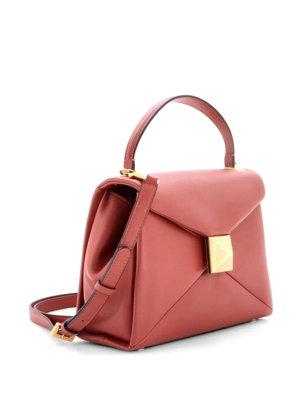  Valentino Garavani Pre-owned Petit Sac Porté épaule One Stud En Cuir à Rabat Et Anse Sur Le Dessus - Marron 