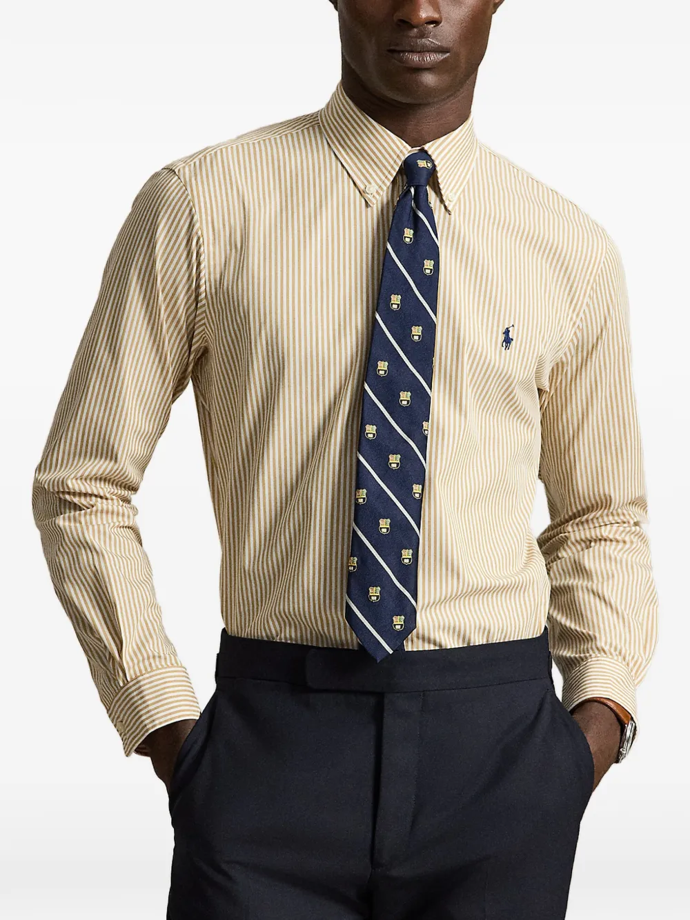 Polo Ralph Lauren Slim-fit gestreept popeline overhemd Beige