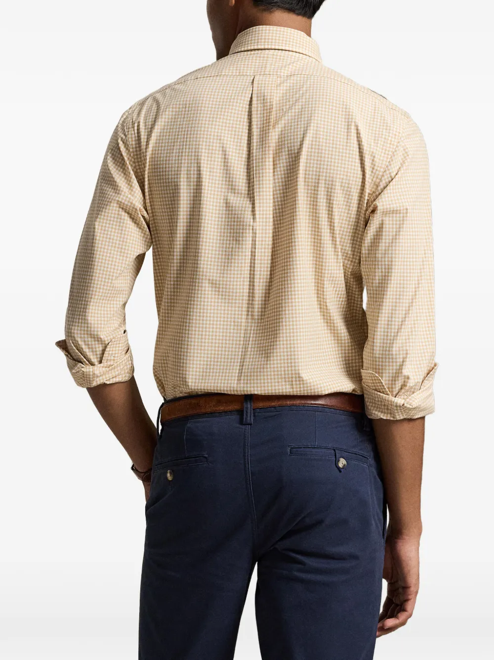 Polo Ralph Lauren Custom Fit gingham stretch popeline overhemd Beige