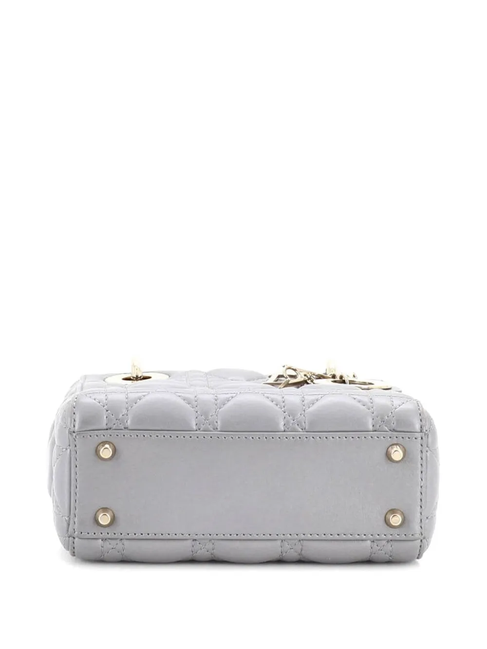 Dior Pre-owned Lady Dior Chain Bag Cannage Quilt Lambskin Mini Satchel in Grey, view 4