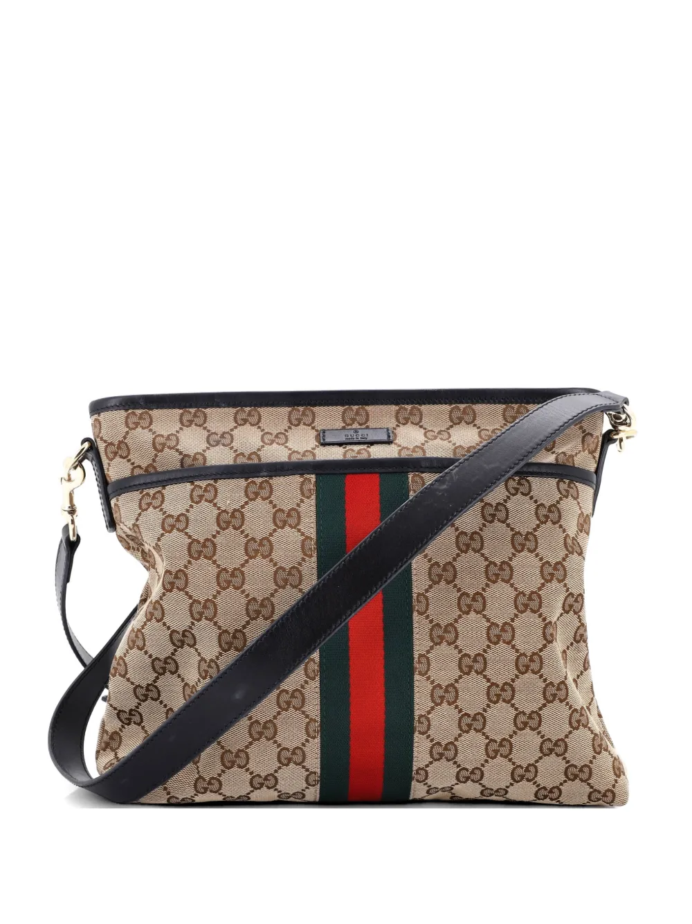 Gucci Pre-Owned Web Messenger Bag GG Canvas Medium crossbody bag - Marrone