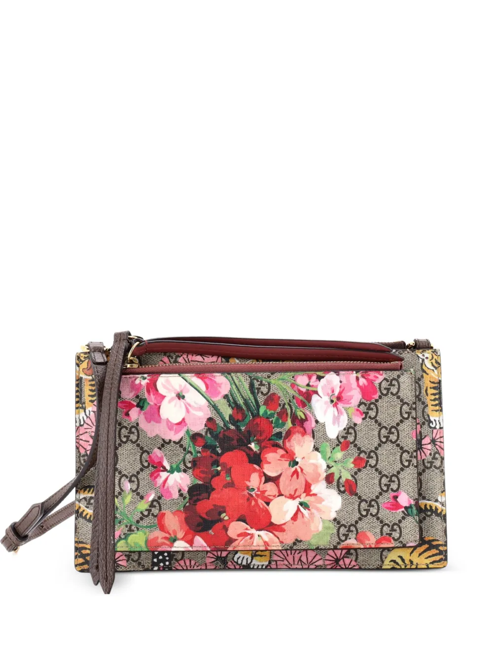 Gucci Pre-Owned Borsa a tracolla Blooms and Bengal piccola in tela cerata con stampa GG - Marrone