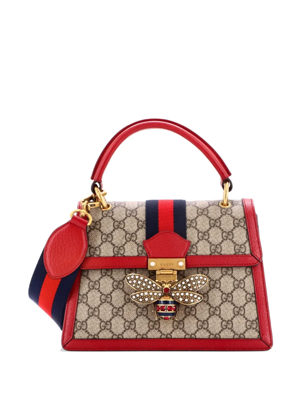 Gucci Pre-Owned Borsa a tracolla Queen Margaret piccola in tela cerata GG e pelle con manico - Rosso