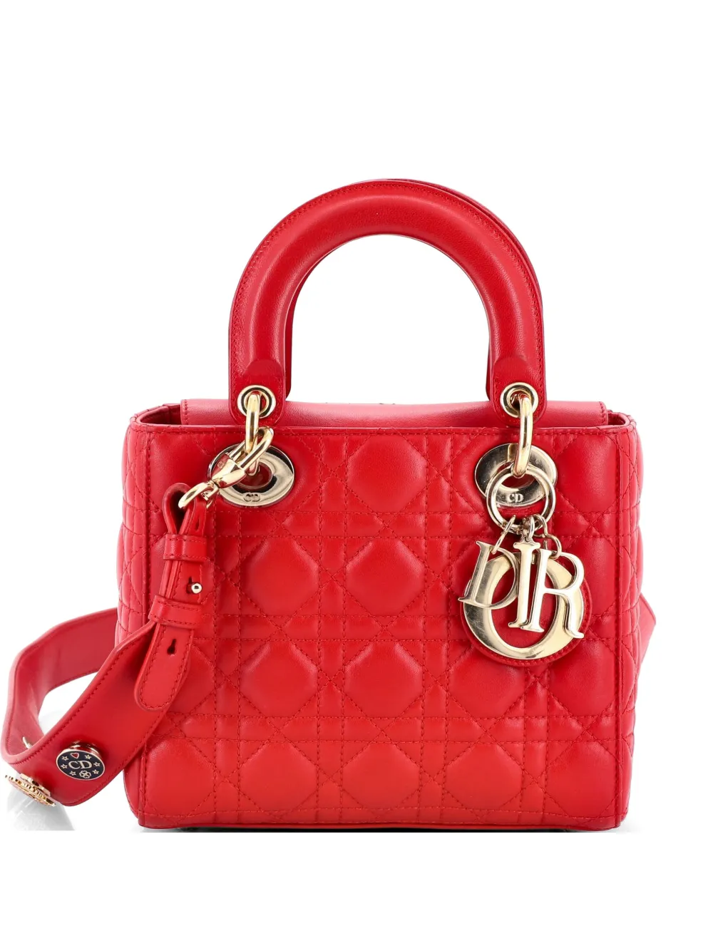 Christian Dior Pre-Owned My Lady Dior Bag Cannage Quilt Lambskin satchel - Rosso