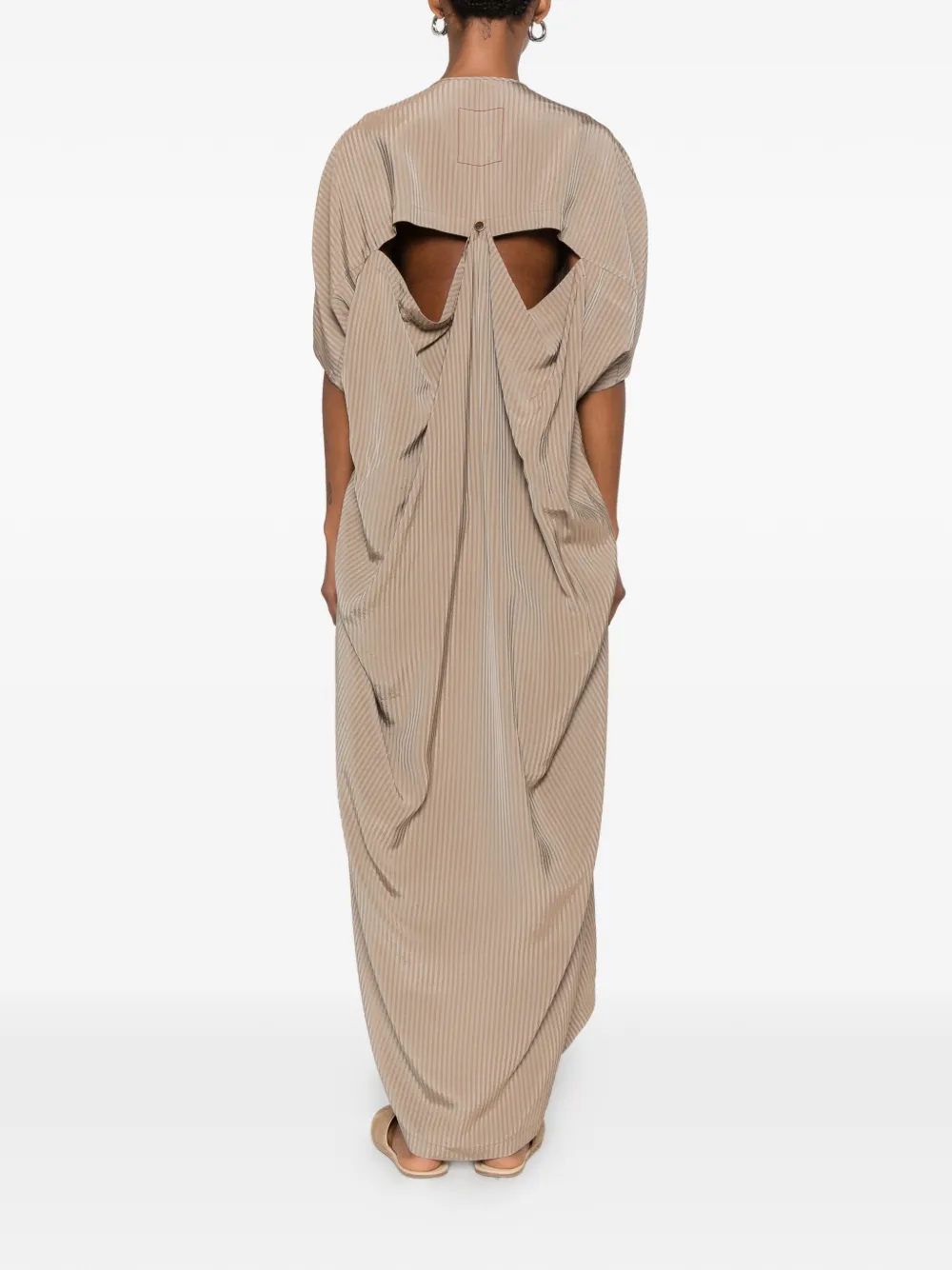 Uma Wang Gestreepte midi-jurk Bruin