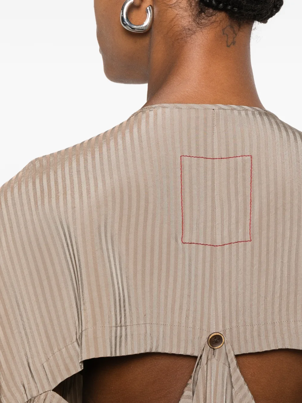 Uma Wang Gestreepte midi-jurk Bruin