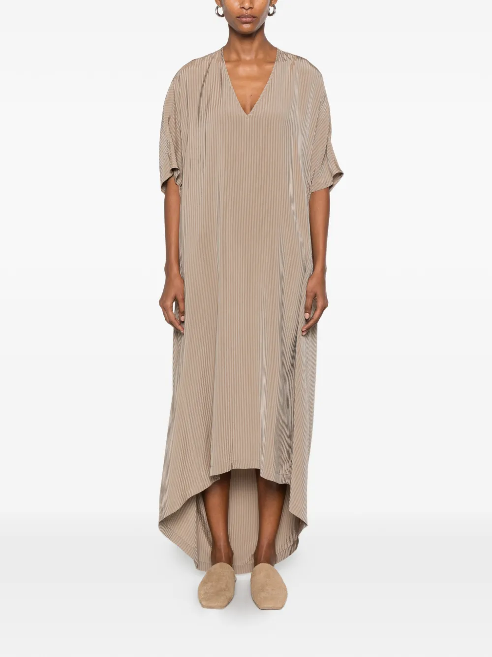 Uma Wang Gestreepte midi-jurk Bruin
