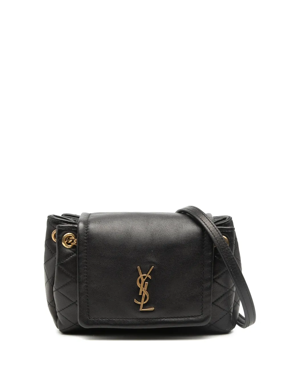 Saint Laurent Pre-Owned 2023 mini Nolita Umhängetasche aus gestepptem Lammleder mit Monogramm - Schwarz