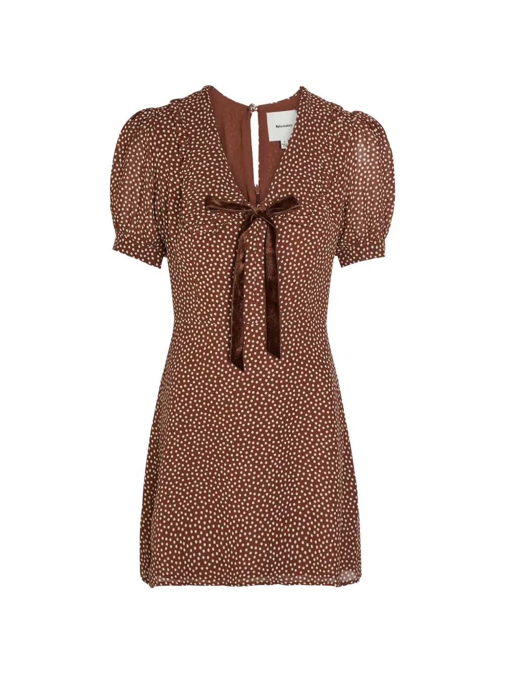 Reformation polka-dot ruffled mini dress - Marrone