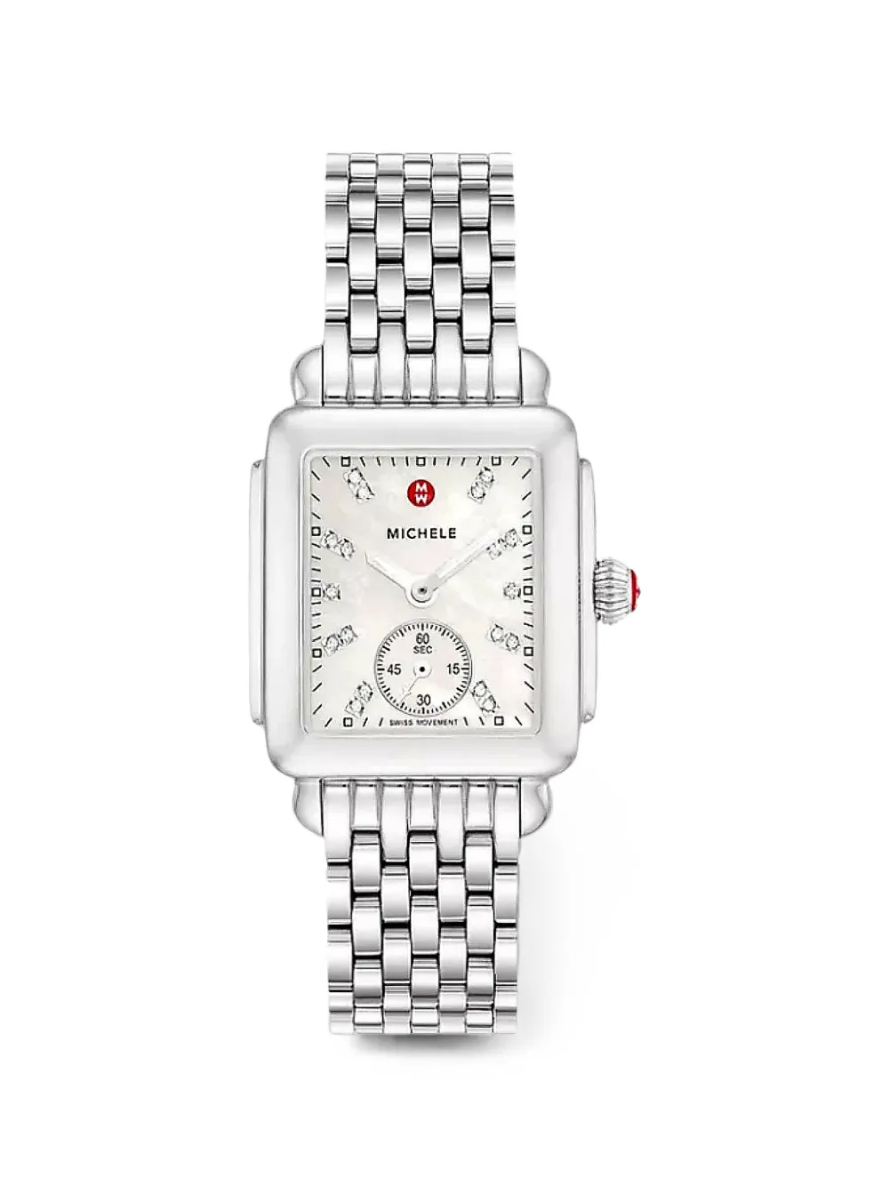 MICHELE Deco square-face 29mm watch - Bianco