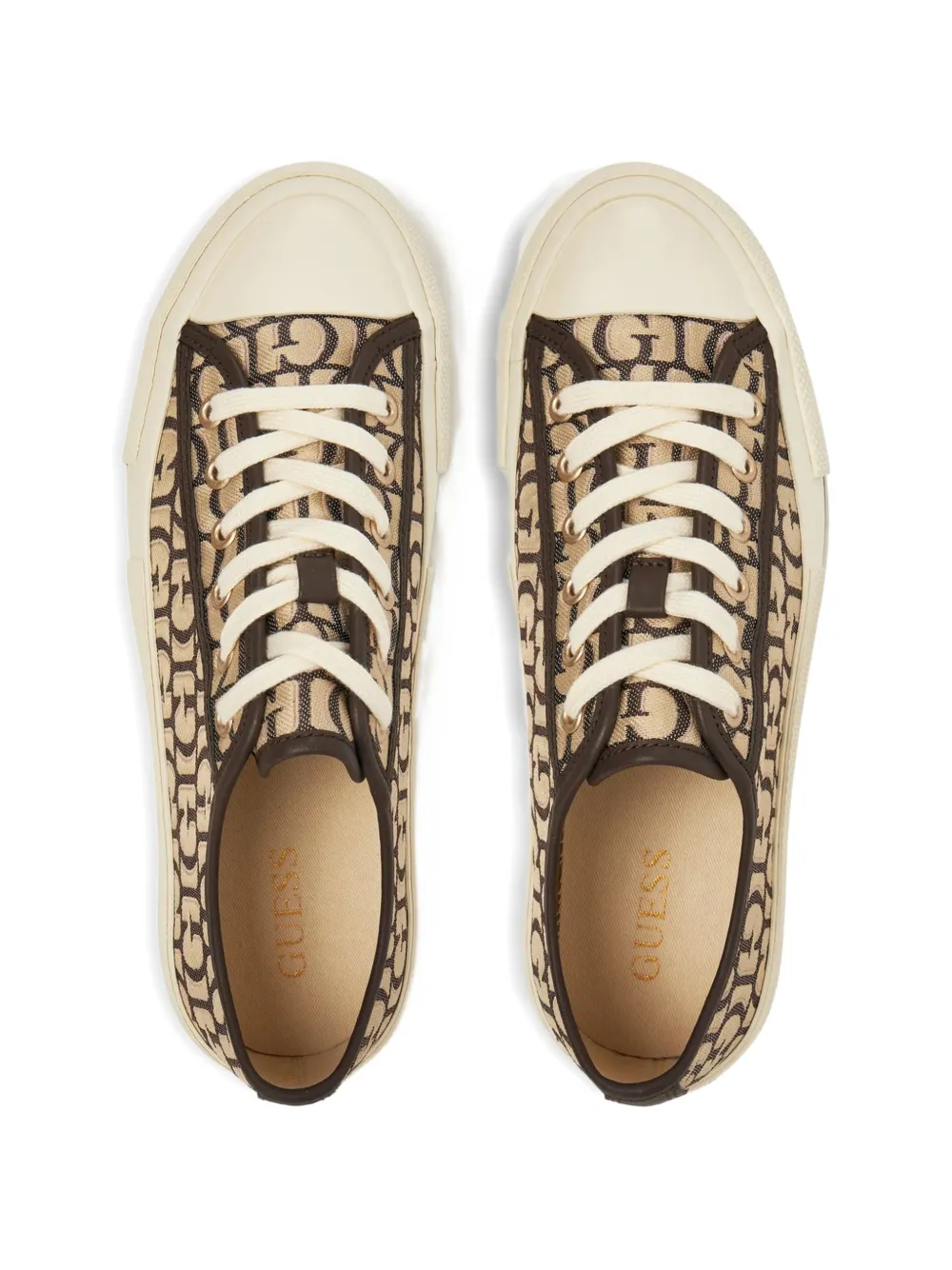 GUESS USA Sneakers met monogram-print Beige