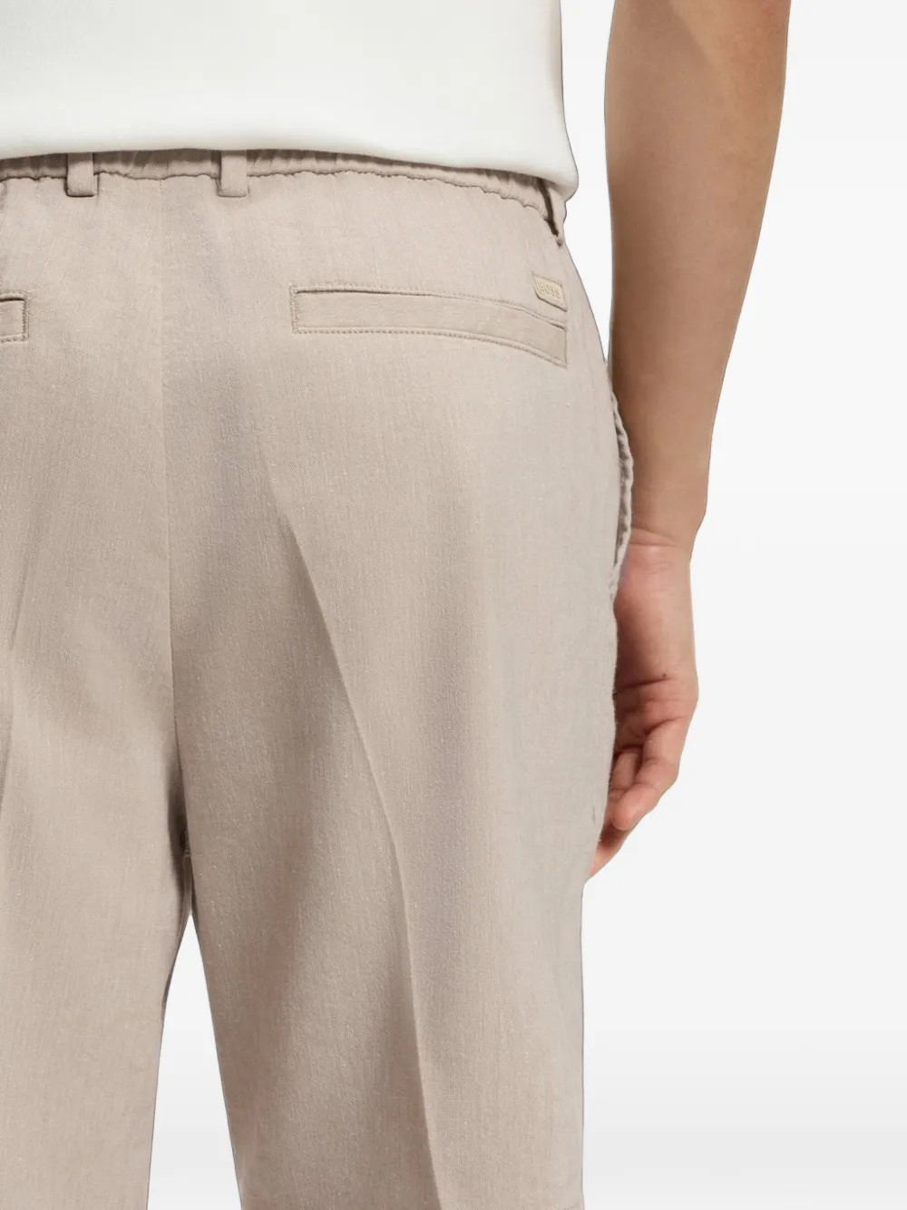 BOSS Shorts van linnenblend in moderne pasvorm Beige