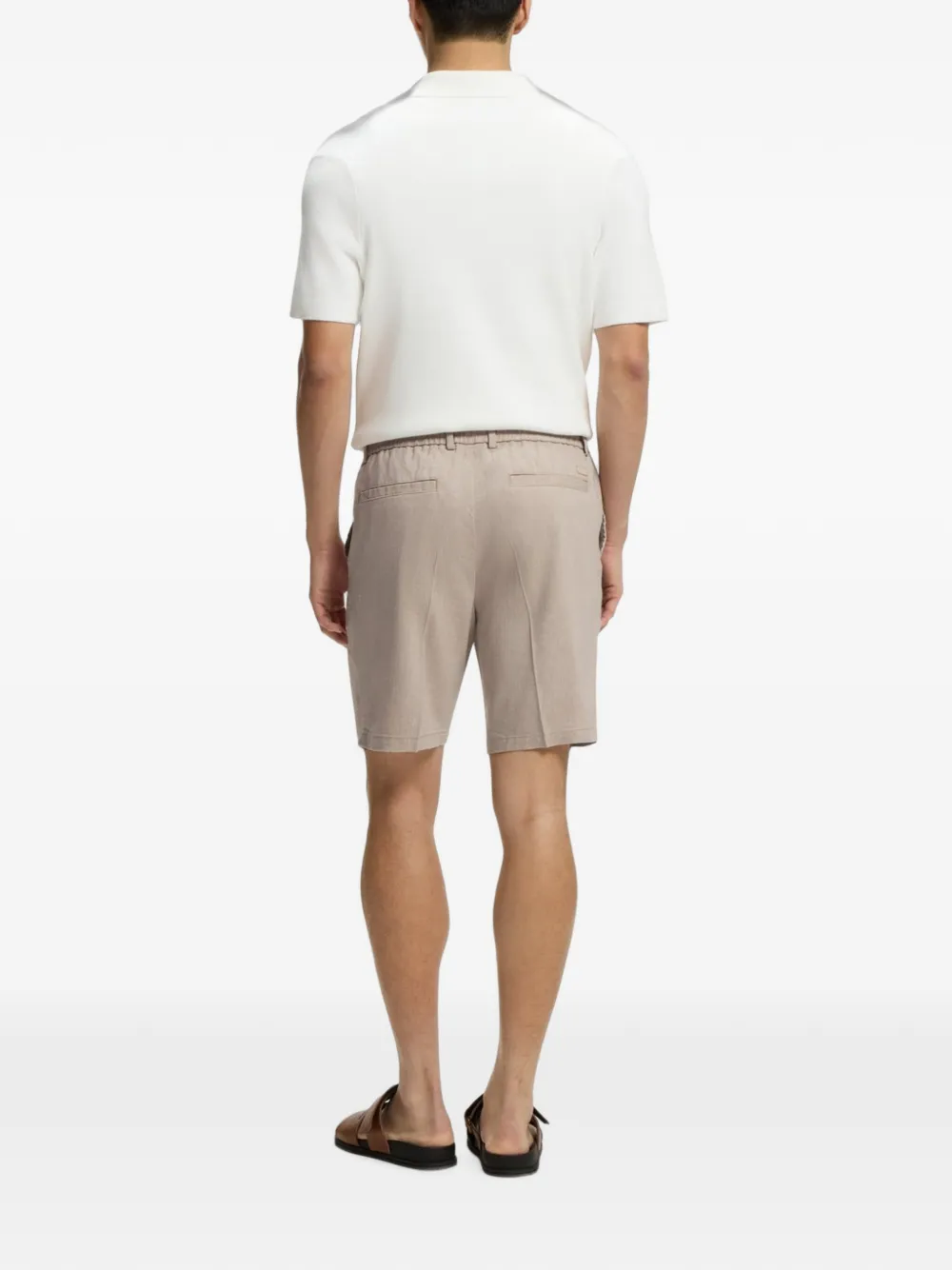 BOSS Shorts van linnenblend in moderne pasvorm Beige