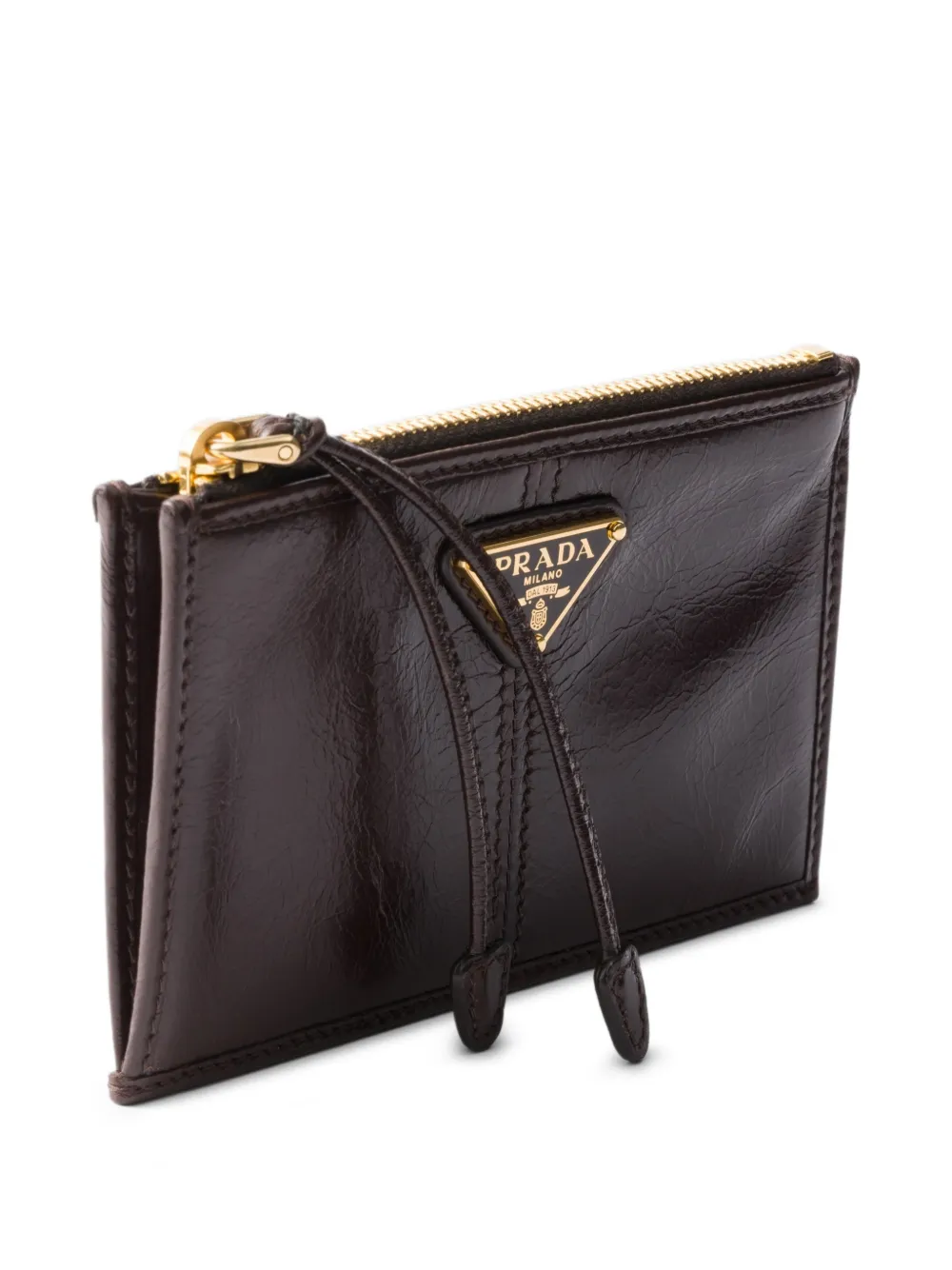 Prada Leren pasjeshouder met rits Bruin