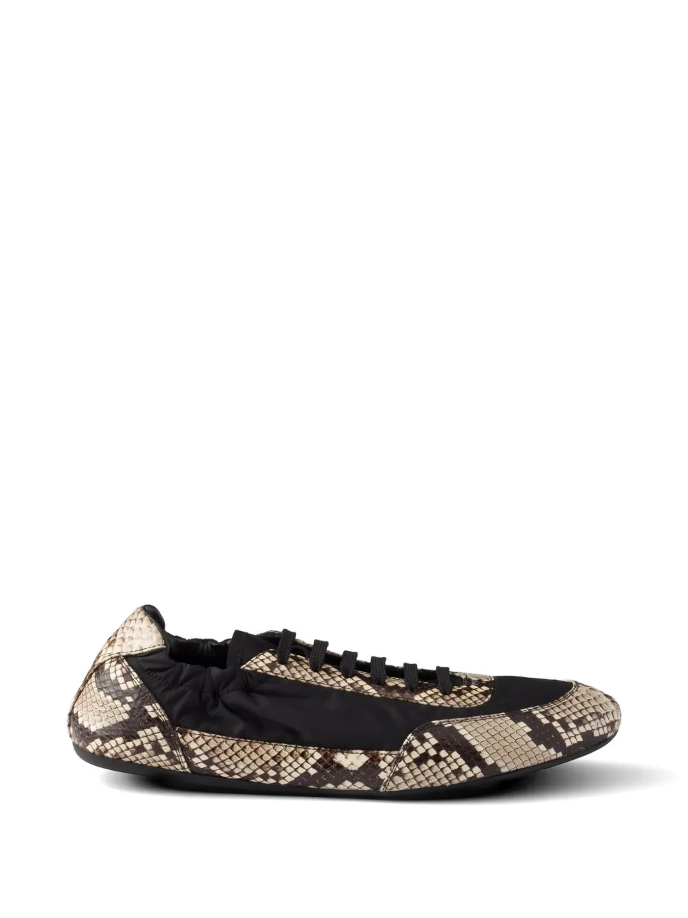 Prada Collapse Re-Nylon Ayers leren sneakers met print Zwart