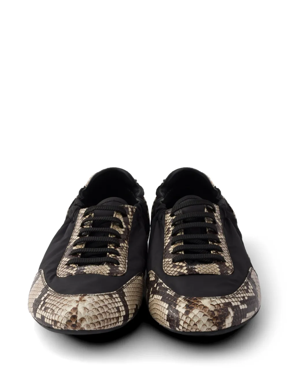 Prada Collapse Re-Nylon Ayers leren sneakers met print Zwart