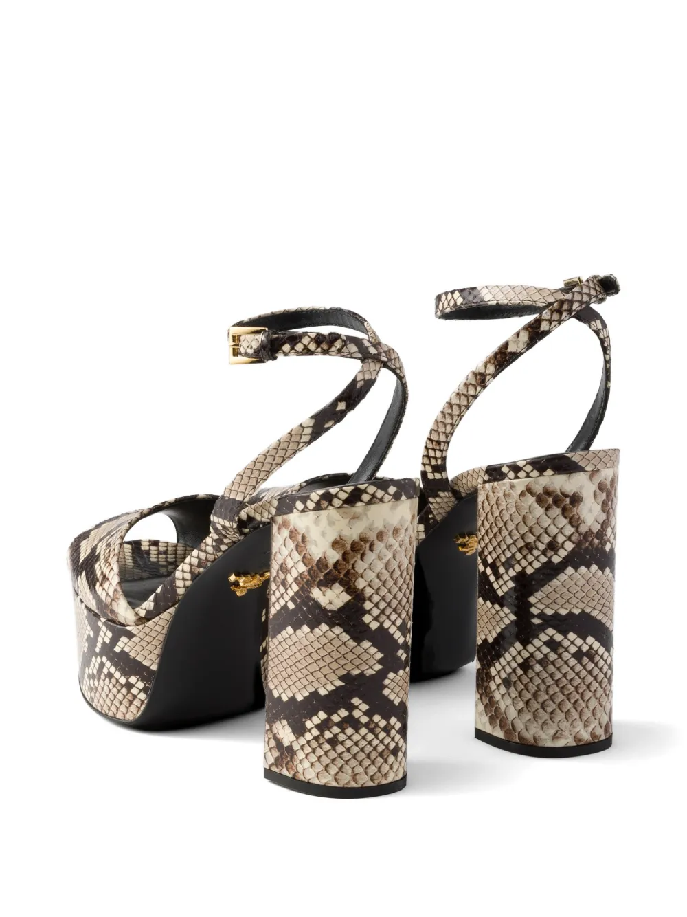 Prada Python-print Ayers leather platform sandals Beige