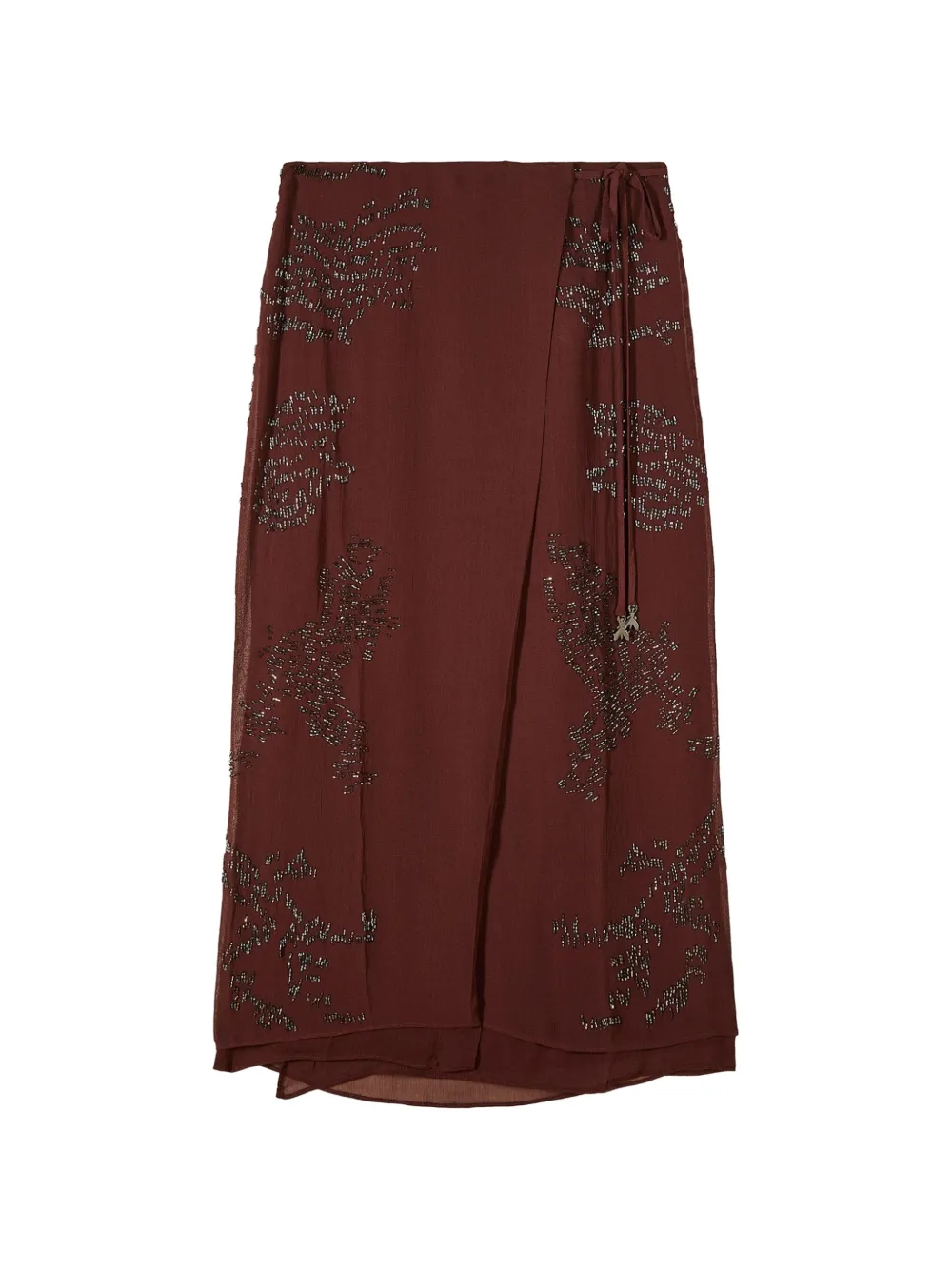Patrizia Pepe hand-embroidered wrap skirt - Marrone