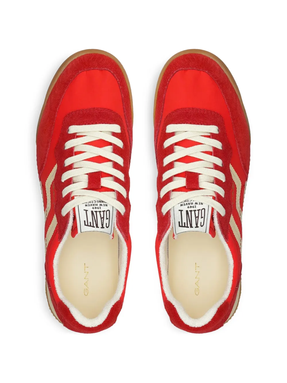 Gant Beylana gestreepte suède sneakers Rood