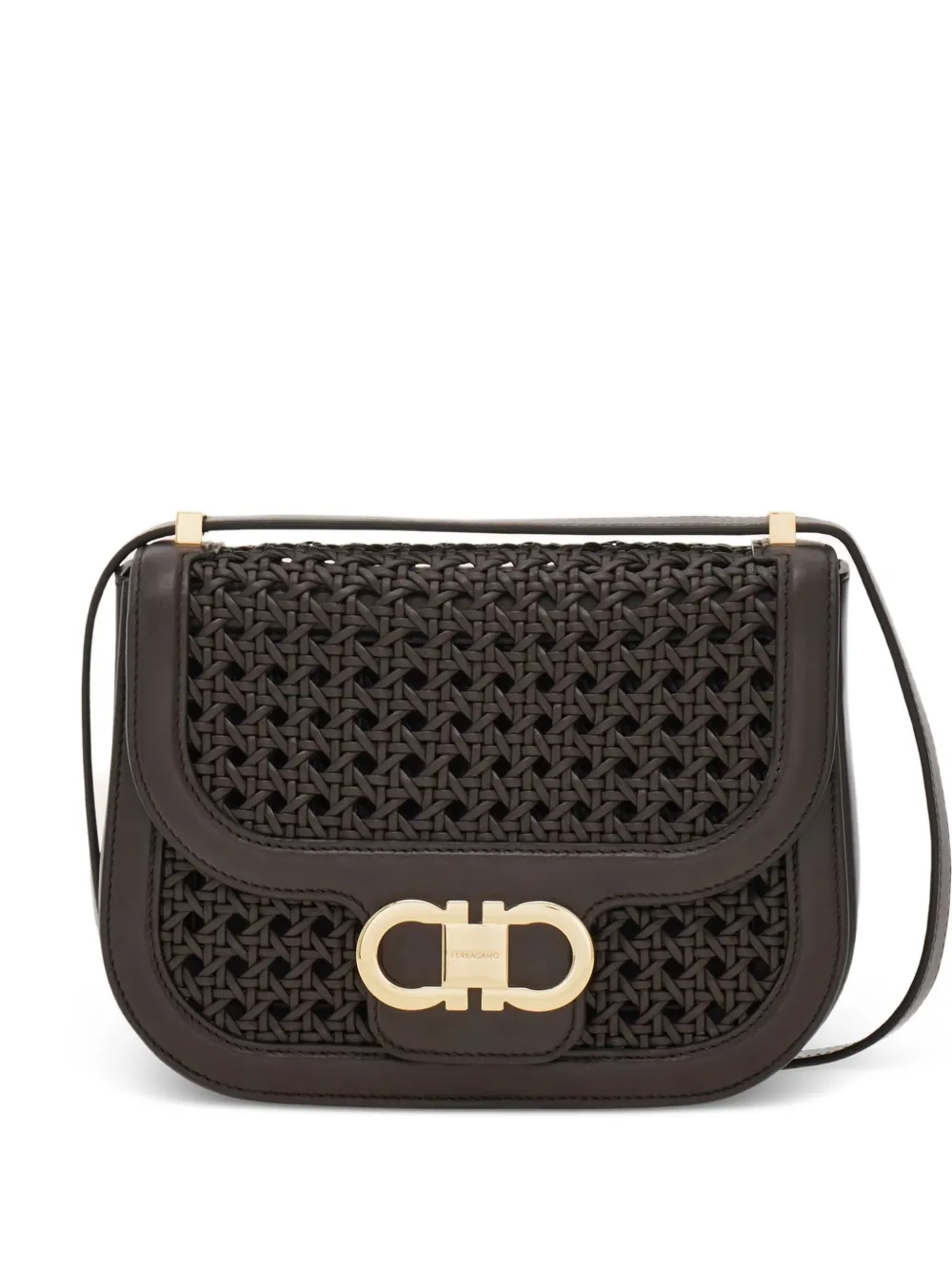 Ferragamo small Gancini North-South cross body bag - Marrone