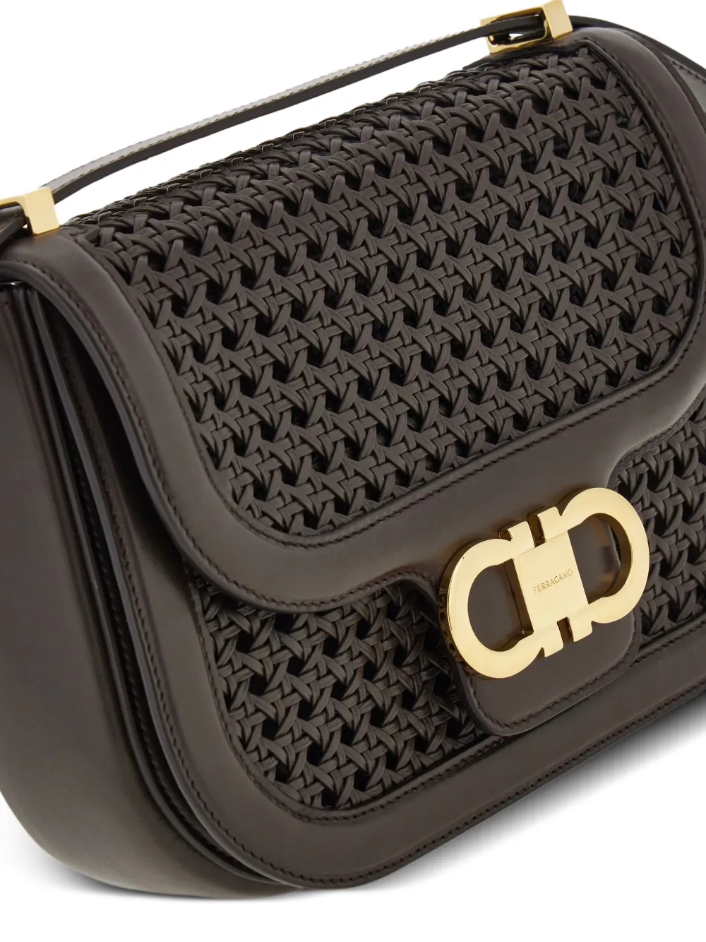 Ferragamo Gancini North-South kleine crossbodytas Bruin