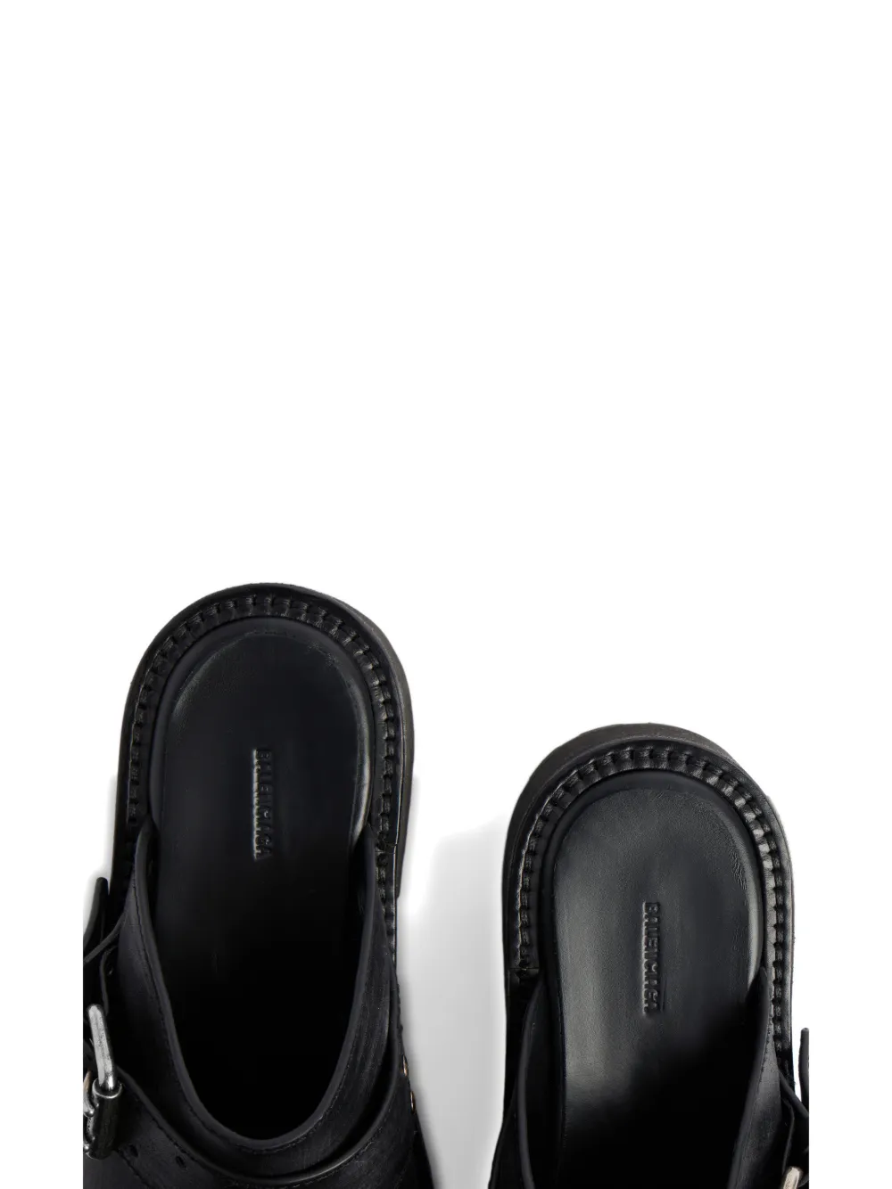 Balenciaga Leren sandalen met gespriem Zwart