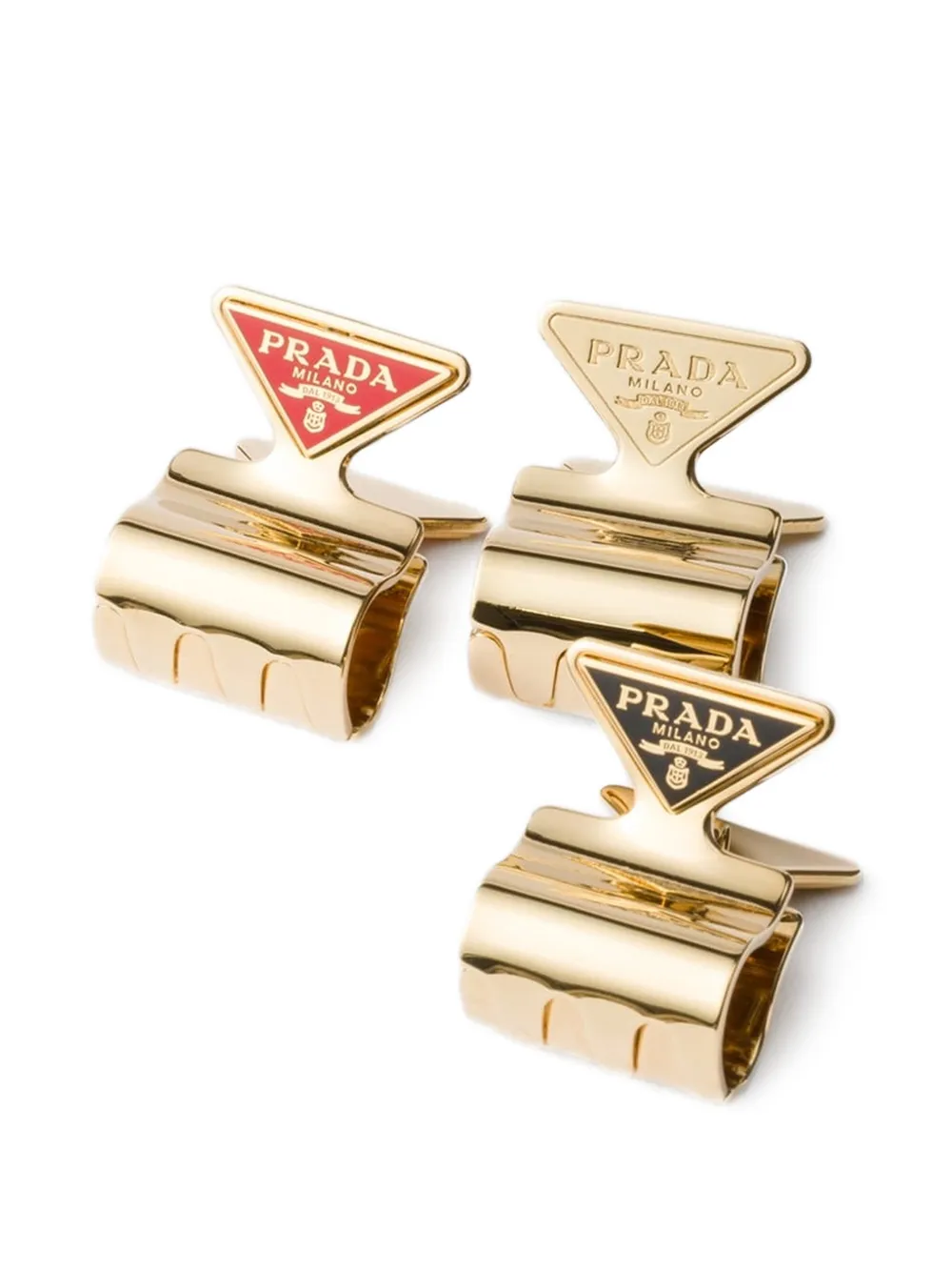 Prada Set of metal claw hair clips - Gold