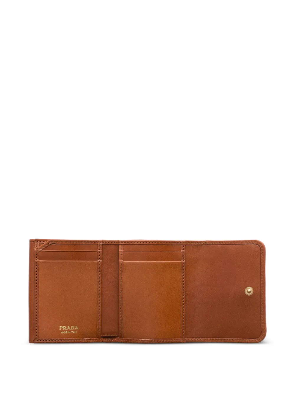 Prada Madras geweven kleine leren portemonnee Beige
