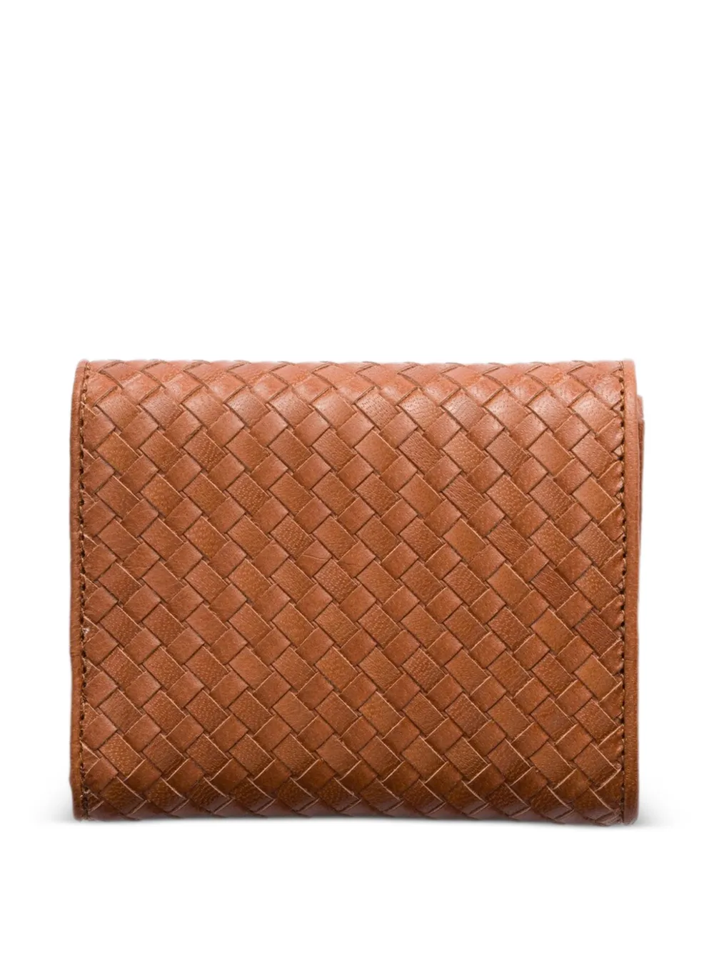 Prada Madras geweven kleine leren portemonnee Beige