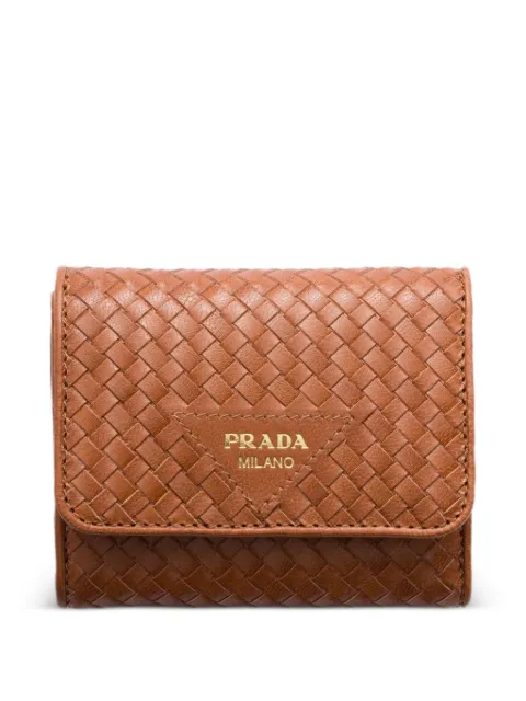 Prada small woven madras leather wallet