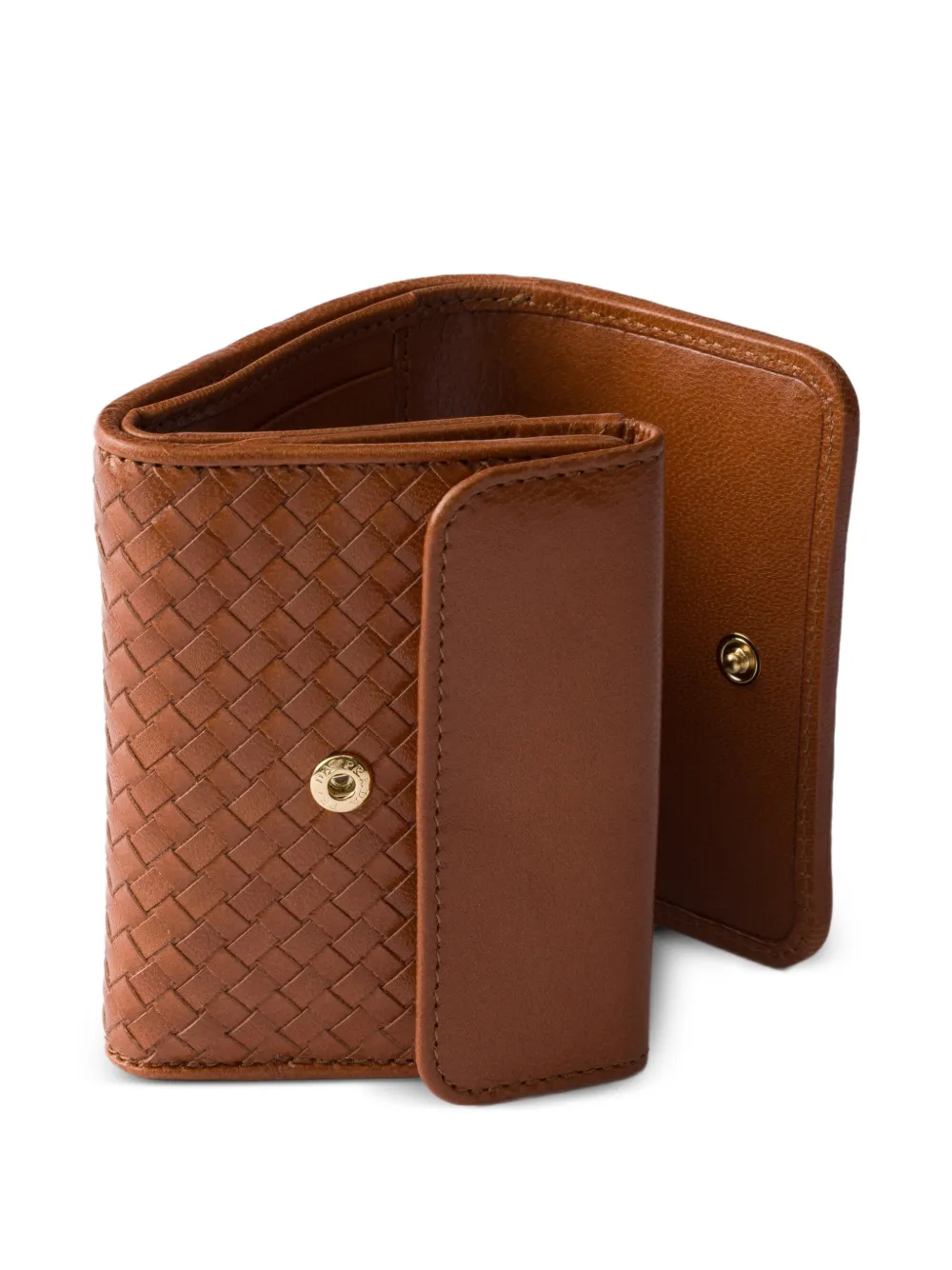 Prada Madras geweven kleine leren portemonnee Beige