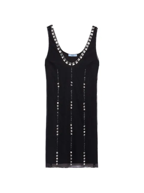 Prada embroidered tulle mini-dress
