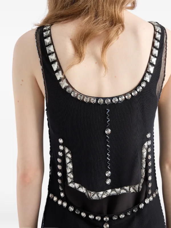 prada embroidered tulle dress Prada Embroidered Tulle Mini-dress, Woman, Black, Size 36