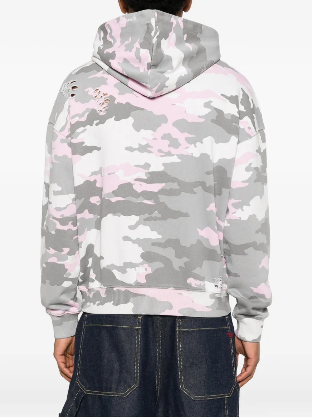BLUE SKY INN Gerafelde hoodie met camouflageprint Roze