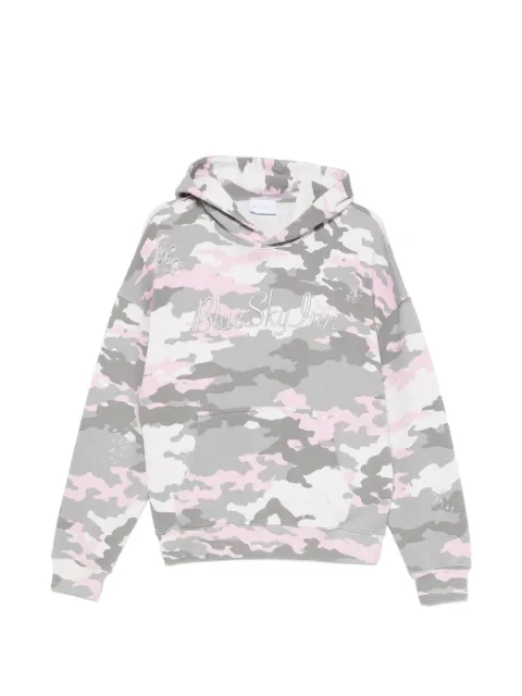 BLUE SKY INN distressed camouflage-print hoodie