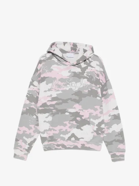 BLUE SKY INN distressed camouflage-print hoodie