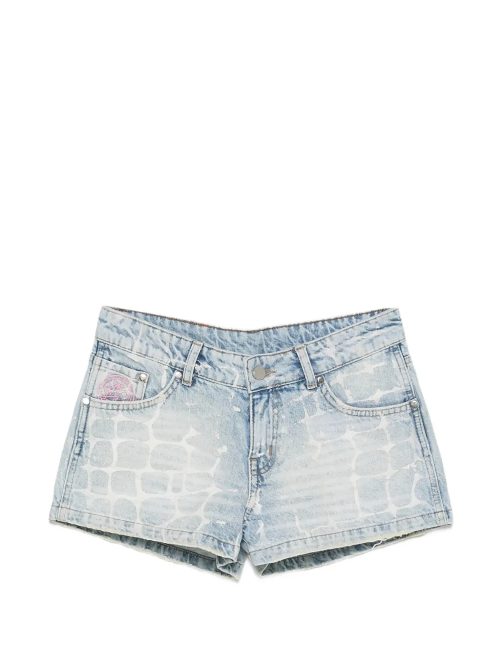 BLUE SKY INN crocodile-effect denim shorts