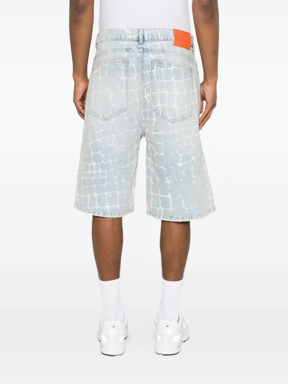 BLUE SKY INN Shorts met krokodillen-reliëf en zware wassing Blauw