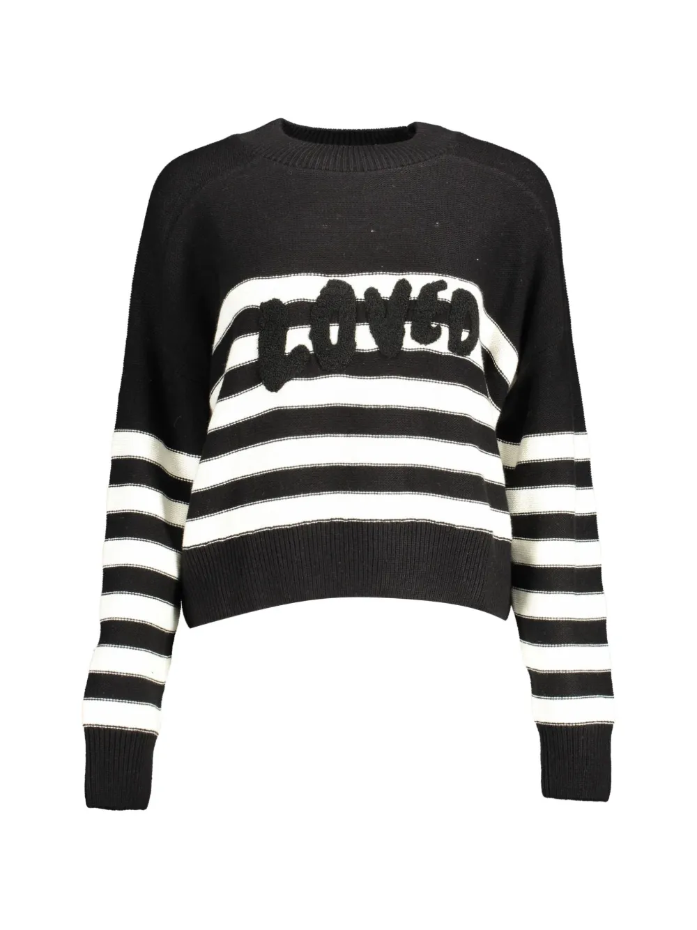 Desigual stripe-pattern embroidered sweater - Nero
