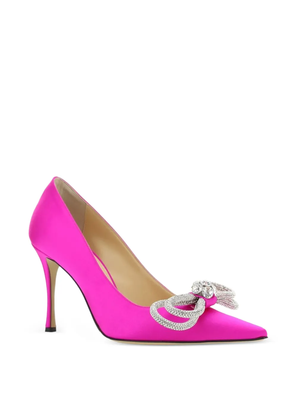 MACH & MACH Double Bow satin pumps Roze