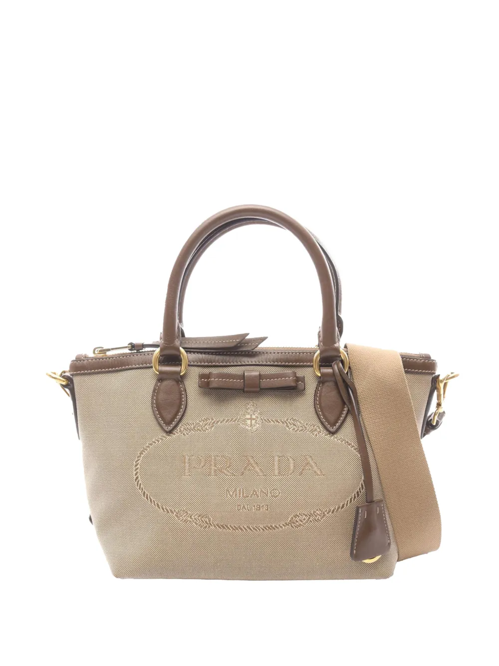 Prada Pre-Owned Borsa a tracolla Canapa Logo Jacquard 2013-2026 - Marrone