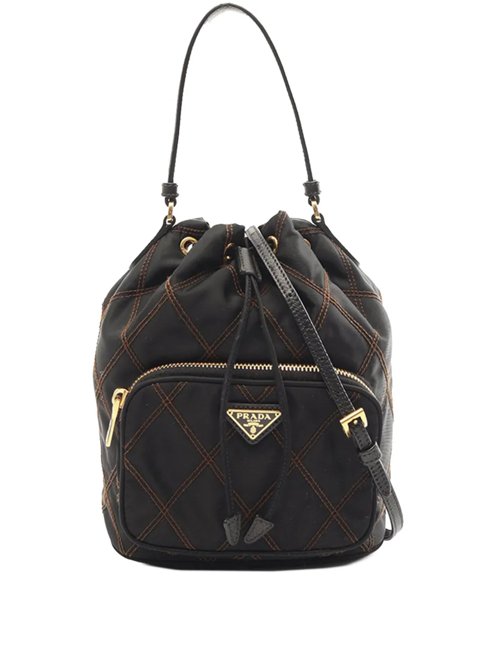 Prada Pre-Owned 2000-2013 Tessuto Impunturato bucket bag - Nero
