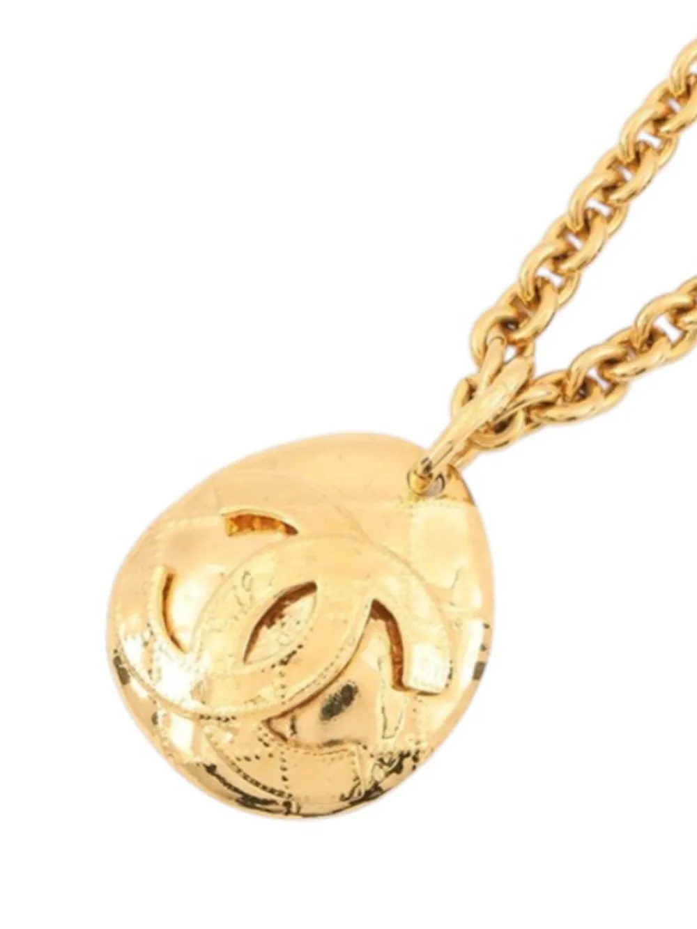 CHANEL Pre-Owned 1994 CC Gold Plated Quilted Pendant Necklace costume necklace - Oro