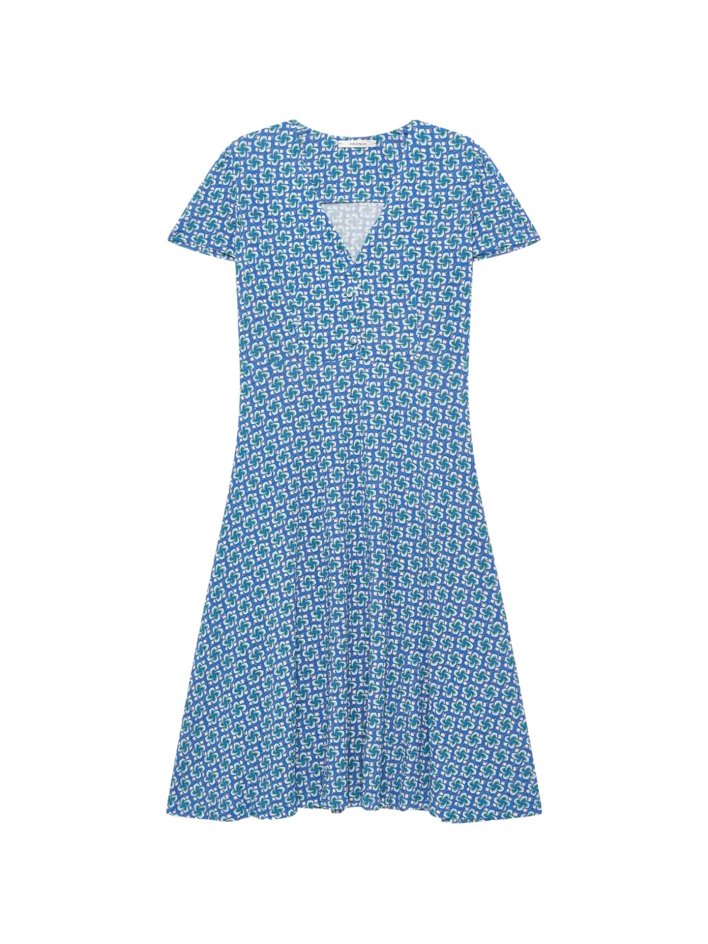 MALIPARMI geometric-print godet dress - Blu