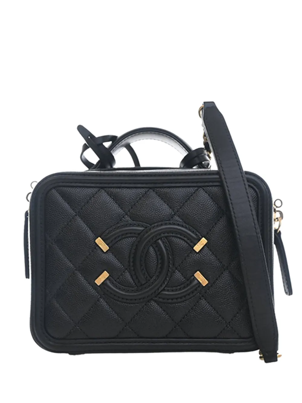 CHANEL Pre-Owned 2018-2019 Small Caviar CC Filigree Vanity Case satchel - Schwarz