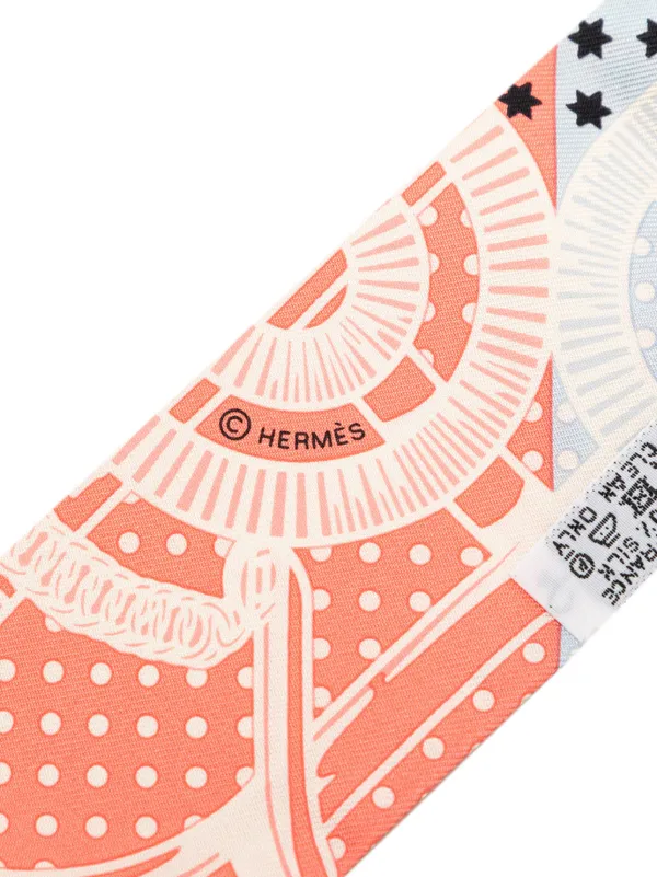 HERMÈS エルメス エプロンドール ツイリー シルクスカーフ オレンジ/黒 Hermès Pre-Owned 20th Century エプロン ドール ツイリー シルク
